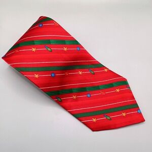 Tie Mens Silk Red Holiday Hallmark Traditions Striped Christmas